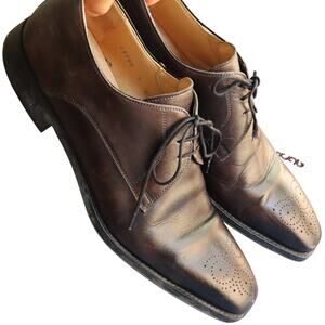 Magnanni Medallion Square Toe Mens Dress Shoes 9 M Dark Brown Leather Oxfords